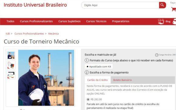 Curso de torneiro mecânico grátis online 2016 (site Instituto Universal Brasileiro